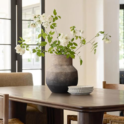 LuxenHome Round Ceramic Flower Vase, 13 Inch Brown Terracotta Vases - color: Brown Round C