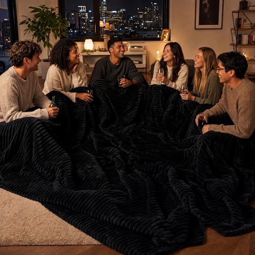 Bedsure Extra Soft Large Fleece Blanket for Bed Black 120"x120" - color: Black, size: Large