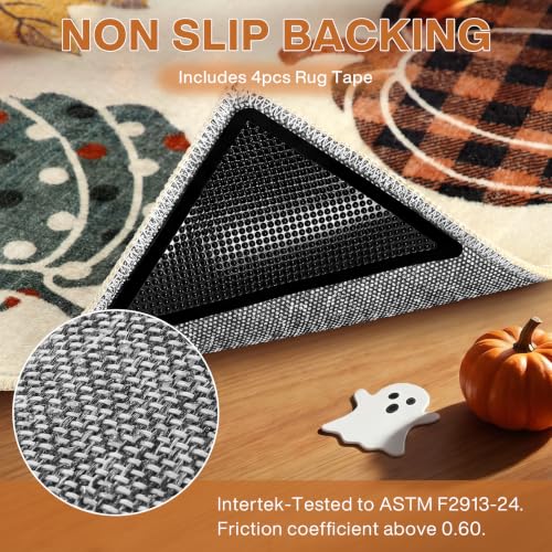 2x6 Beige Halloween Fall Pumpkin Print Hallway Runner Rug for Kitchen - color: Beige1 - Pumpkin, size: 2' x 6' (Rectangular)