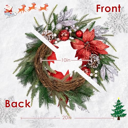 Christmas Wreaths for Front Door Decor Flower, 20" Poinsettia - color: Wreaths 6