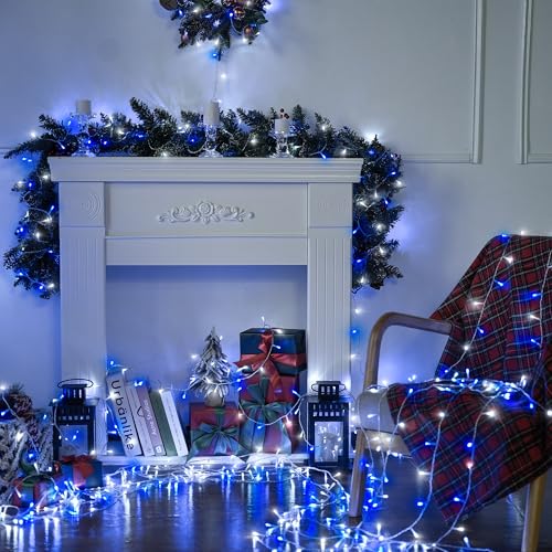JMEXSUSS 163ft 500 LED Blue and White Christmas Lights with 8 Modes - color: Blue White, size: 500 LED