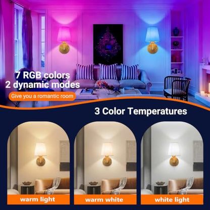 YHCDLAMP Peel and Stick Wall Sconces, Battery Operated Wall Sconce Set of 2 - color: Bronze-SetOfTwo
