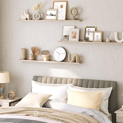 HOOBRO Floating Shelves, Wall Shelf Set of 3, 47.2 Inches Hanging Shelf - color: Greige, size: 47.2 Inches