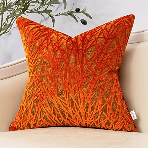 Yangest Burnt Orange Twigs Throw Pillow Cover Branches Velvet Cushion Case Neutral Pillowcase for Sofa Couch Bedroom Living Room Home Decor,20x20 Inch - color: Orange, size: 20" x 20" (Pack of 1)