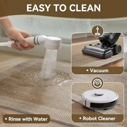 Kitchen Rugs Non Slip Rubber Backing Kitchen Mat 17"x59" Brown - color: Brown, size: 17"x59"