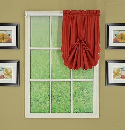 Today's Curtain, Orleans Scallop Curtain, Brick Red Fan Insert, 30" W x 40" L, Brick Red - color: Brick Red, size: 30"W x 40"L (Pack of 1)