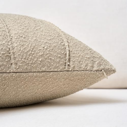 Textured Boucle Throw Pillow Covers 18x18 Inch Set of 2 Oatmeal - color: Oatmeal, size: 18" x 18" (Pack of 2)