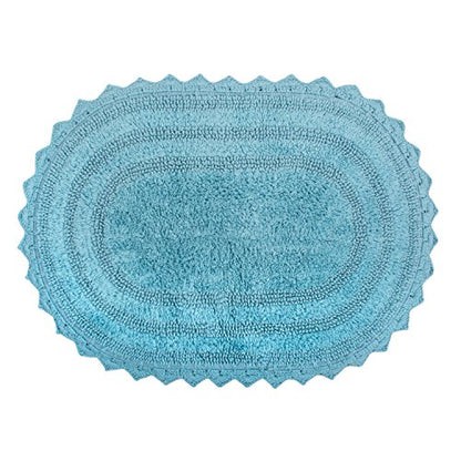 DII Crochet Collection Reversible Bath Mat, Large Oval, 21x34, Cameo Blue - color: Cameo Blue, size: 1'9" x 2'10" (Oval)