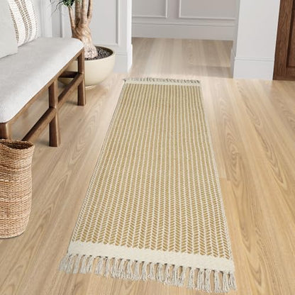 Lahome Boho Bathroom Runner Rug, 2x6 Washable Rugs for Laundry Room - color: Khaki, size: 2' x 6' (Runner)