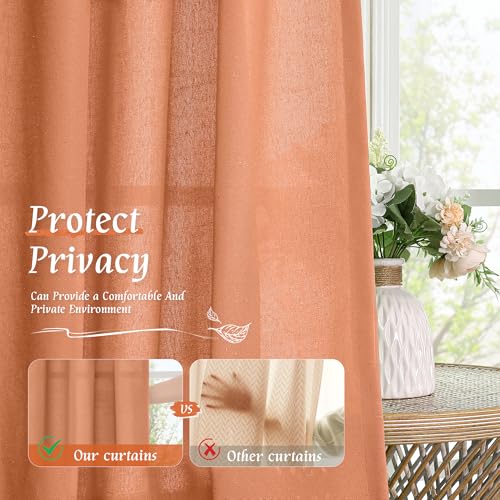 LAMIT Terracotta Linen Curtains 30 Inch Length for Small Window 2 Panels - color: Rod Pocket - Terracotta, size: 29"W x 30"L (Pack of 2)