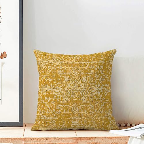 Yellow Carpet Pattern Boho Pillow Covers 18x18 Set of 2 - color: Boho-12, size: 18" x 18" (Pack of 2)