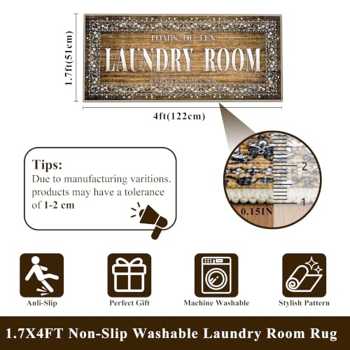 TOPRUUG Laundry Room Rug Washable Laundry Mat 20"X47" - color: Vintage Brown, size: 1'8" x 4' (Rectangular)