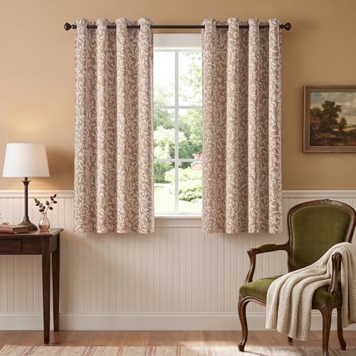 jinchan Taupe Floral Curtians 72 Inch Room Darkening Grommet 2 Panels - color: *Taupe, size: 50"W x 72"L (Pack of 2)