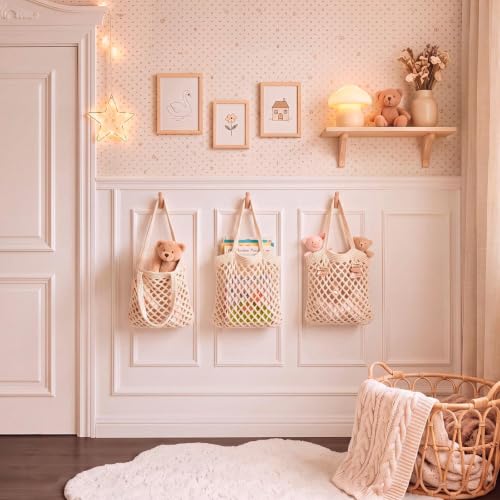 Honeydak 3 Hanging Baskets, Cream, Tote Style Basket - color: Cream, style: Tote Style Basket