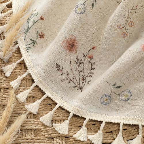 Boho Floral Light Filtering Curtains 72 Inch 2 Panels Linen Texture - color: Light Filtering Vintage Florals, size: 52"W x 72"L (Pack of 2)