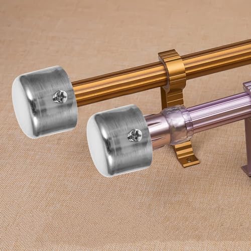 Beavorty 2 PCS 28mm Curtain Rod Finials Window Drapery Curtain Rod End Window Curtain Rod Cap Drapery Pole Rail Decorative Heads for Curtain Decoration (Silver)