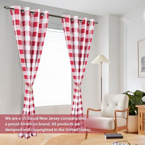 DriftAway Buffalo Plaid Blackout Curtains 2 Panels W52 x L96, Red - color: Red, size: 52"W x 96"L (Pack of 2)