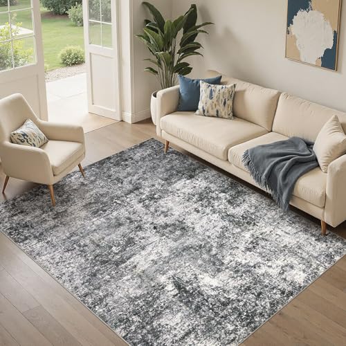 DMOYEST Area Rug Living Room Rugs 5x7 Washable Abstract Grey Carpet - color: Grey, size: 5' x 7' (Rectangular)