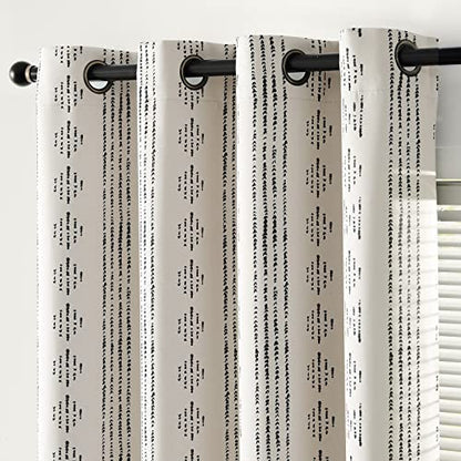 jinchan Boho Blackout Curtains 84 Inches Long for Bedroom Living Room - color: Boho | Black on Beige, size: 52"W x 84"L (Pack of 2)