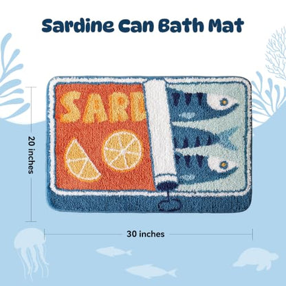 TRUEDAYS Sardine Bath Mat, Cute Bath Mat for Bathroom 20x30 Inch, Blue - color: Blue, size: 20x30 inches (Rectangular)