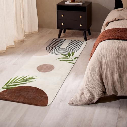 Boho Bathroom Runner Rug Non Slip, Large Long Bathroom Rugs Cute Bath Mat for Bedroom Hallway Kitchen, Soft Plush Washable Shower Rug - color: Brown, size: 1'5" X 3'11" (Rectangular)