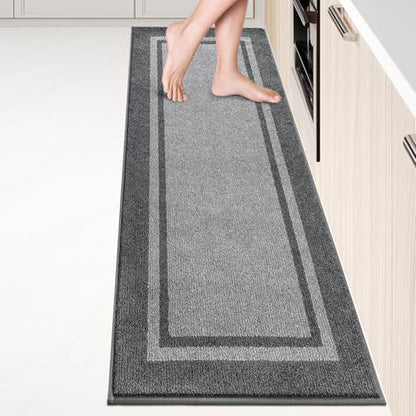 Kitchen Rugs 24" x 96", Non-Slip Runner Rugs, Light Grey & Dark Grey - color: Light Grey & Dark Grey, size: 24" X 96"