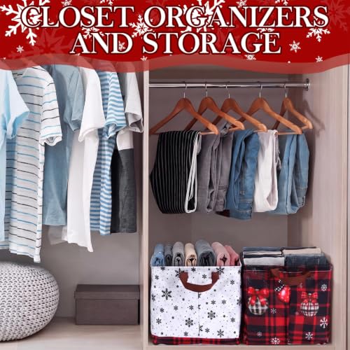Fourluoo 6 Pack Christmas Storage Basket with Handles Fabric Foldable - color: Christmas, size: 15 L X 9.8 W X 10.2 H