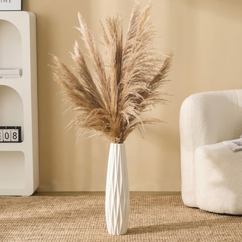 White Floor Vase, Ceramic 18" Tall Ribbed Decorative Flower Vases Large - size: 18 Inch Tall