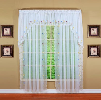 Today's Curtain,Vineyard 3-D Appliqué,Panel 84", White, 59" W x 84" L - color: White, size: 59"W x 84"L (Pack of 1)