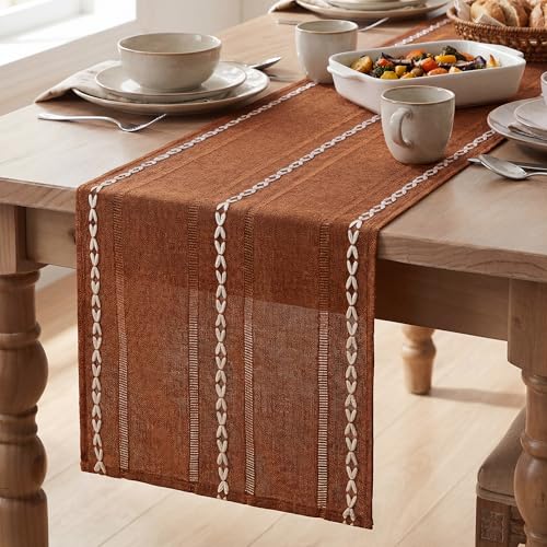 Artoid Mode Caramel Rustic Cotton Linen Table Runner 13x36 Inch - color: Caramel, size: 13" x 36"