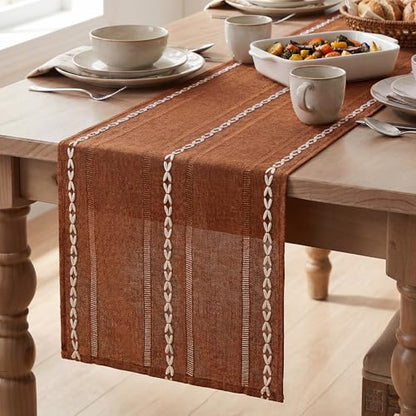 Artoid Mode Caramel Rustic Cotton Linen Table Runner 13x36 Inch - color: Caramel, size: 13" x 36"