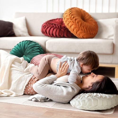 Teieas Round Throw Pillow Velvet Home Decoration Fall Pumpkin Throw Pillows - color: Orange