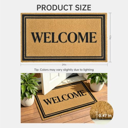 Front Door Mat Outside Non-Slip Welcome Doormat (Welcome, 17x29 in) - color: Welcome Border