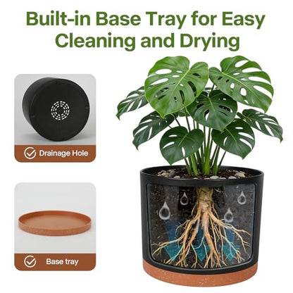 GARDIFE 3 Pack Cylinder Planter Set 10/9/8 Inch White Indoor Plant Pots - color: Black-brown