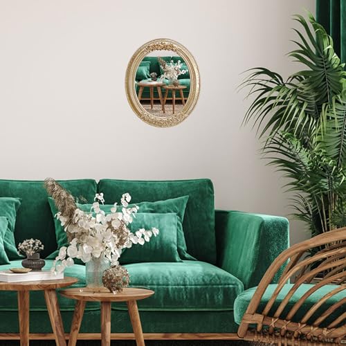 Oval 11.8x10 inch Resin Vintage Mirror - color: Gold