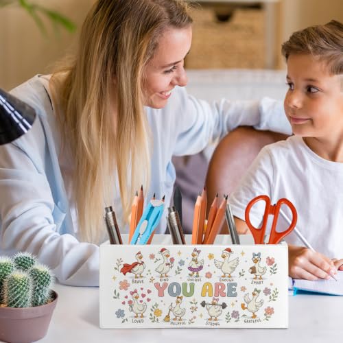 Inspirational Goose Kids Pen Pencil Holder Organizer for Desk - color: Goose 03