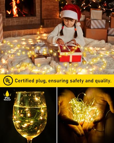 KNONEW 400FT 1200LED Green Wire Outdoor Fairy Lights Plug in Warm White - color: Warm White, size: 400FT 1200 LED Green Wire