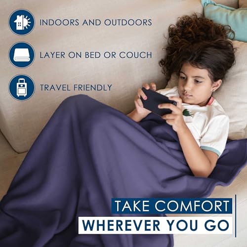 King Size Fleece Blanket | Comfy Supersoft Fleece Blanket – All-Season Light Weight Throw Blanket | Luxuriously Soft | Throw Blanket for Couch and Sofa | Machine Wash | Navy - color: Navy, size: King