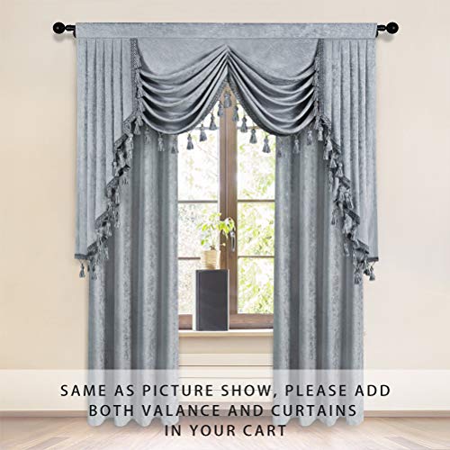 ELKCA Thick Chenille Window Curtains Valance for Living Room Silver Grey Curtain Valance for Bedroom,Rod Pocket (W69inch,1 Panel) - color: Valance,silver Grey, size: 69"W x 43"L (Pack of 1)