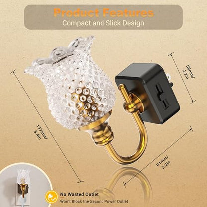 JandCase Night Light, Glass Night Lights Plug into Wall 2 Pack - color: Spotted Flower
