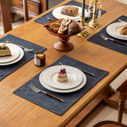KXN Placemats Set of 4, Durable Dual-Layer Fabric Table Mats, Dark Gray - color: Dark Gray