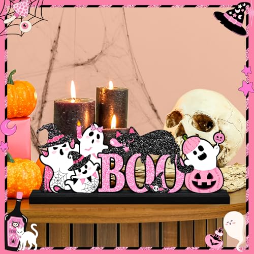Halloween Pink Table Decorations Centerpiece, Metal Table Sign - style: Pink Ghosts