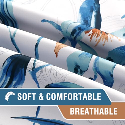 H.VERSAILTEX 100% Blackout Curtains 84 inch Length 2 Panels Set Printed Drapes Thermal Insulated Curtains for Bedroom with Black Liner Sound Proof Curtains, Bella Vista Indigo - color: Bella Vista Indigo, size: 52"W x 84"L (Pack of 2)
