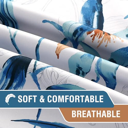 H.VERSAILTEX 100% Blackout Curtains 84 inch Length 2 Panels Set Printed Drapes Thermal Insulated Curtains for Bedroom with Black Liner Sound Proof Curtains, Bella Vista Indigo - color: Bella Vista Indigo, size: 52"W x 84"L (Pack of 2)