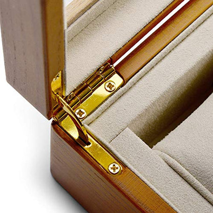 Oirlv Creamy-white Wood Jewelry Box Glass Lid Vintage Case - size: Creamy-white Flat Box