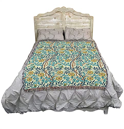 Pure Country Weavers William Morris Sweetbriar Mellow Blanket - Arts & Crafts - Gift Tapestry Throw Woven from Cotton - Made in the USA (72x54) - color: Mellow, size: Large