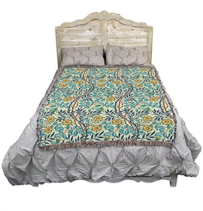Pure Country Weavers William Morris Sweetbriar Mellow Blanket - Arts & Crafts - Gift Tapestry Throw Woven from Cotton - Made in the USA (72x54) - color: Mellow, size: Large