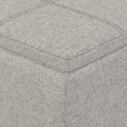 SIMPLIHOME Avalon 42" Wide Linen Look Fabric Storage Ottoman in Cloud Grey - color: Cloud Grey