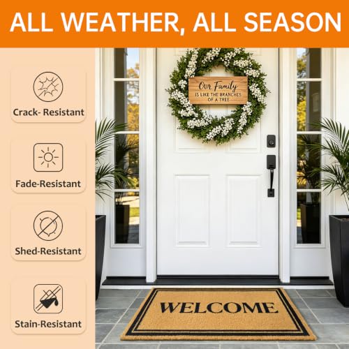 Front Door Mat Outside Non-Slip Welcome Doormat (Welcome, 17x29 in) - color: Welcome Border