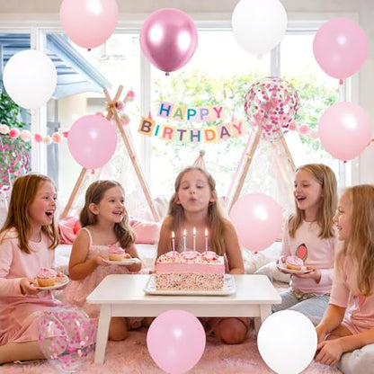 Patimate Pink and White Balloons Set 50 pcs 12 inch - color: Pink White